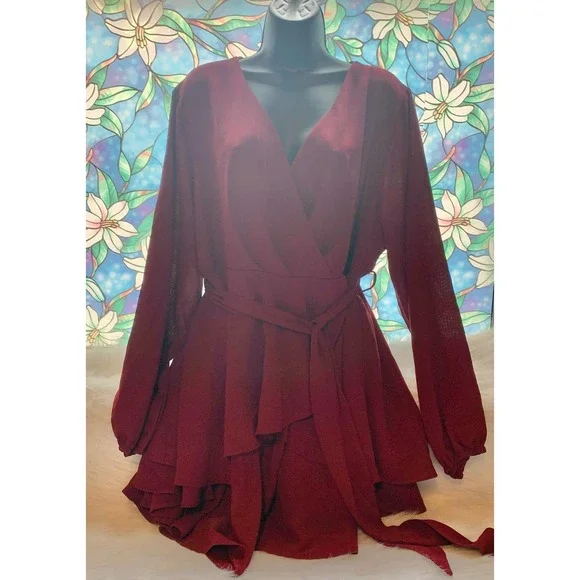 Deep V-Neck Mini Dress- Size 2X - Picture 5 of 6